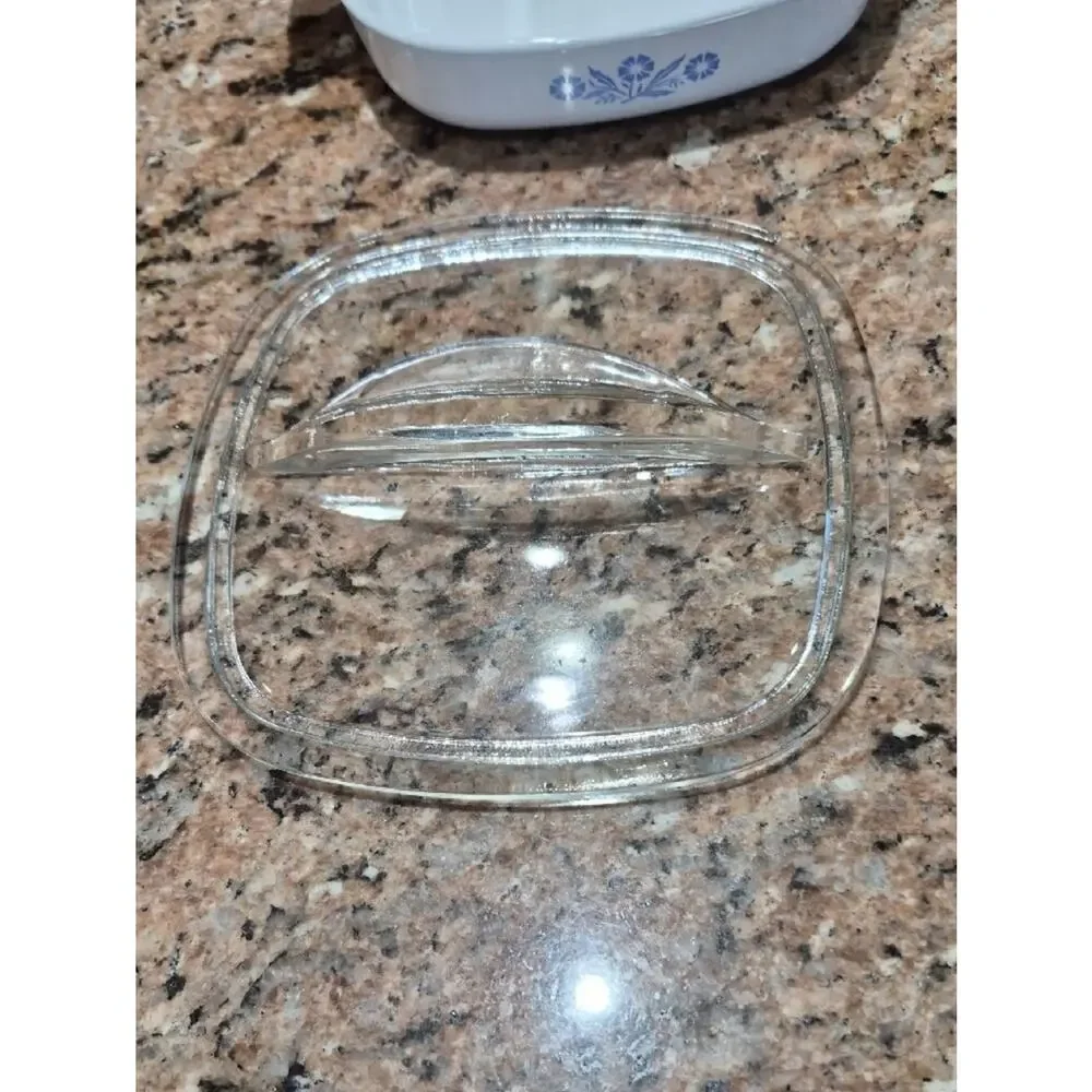 Corning Ware P-7-B White Baking Casserole with Blue Cornflower and Glass Lid